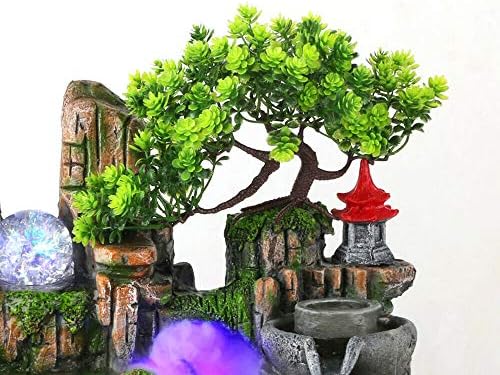 JJIESHENG Desktop Rockery Water Fountain with LED Light