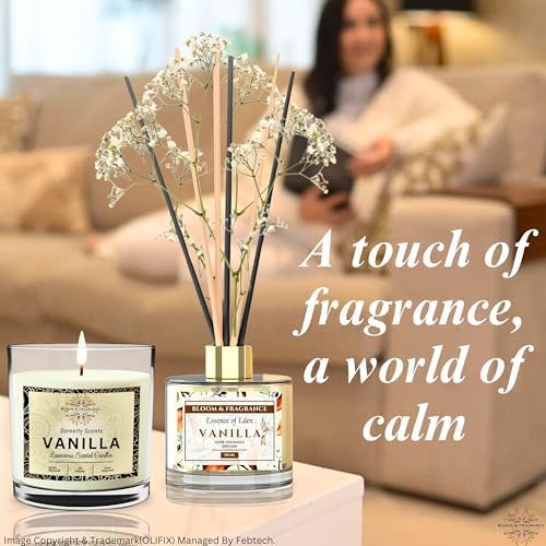Vanilla Home Fragrance Gift Set with Reed Diffuser Candle and Potpourri