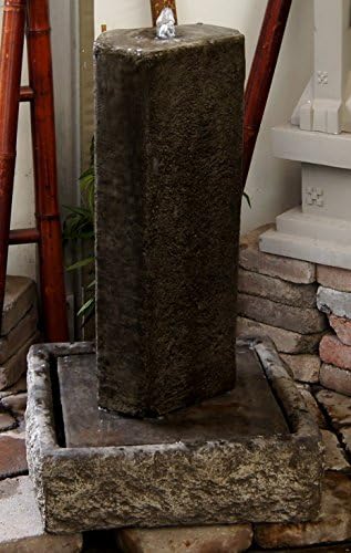 Basalt Water Fountain with Meditating Buddha and Bench