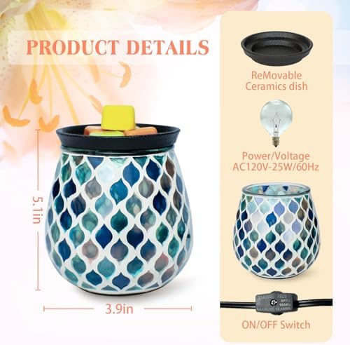 Electric Wax Melt Warmer with Mosaic Glass Design