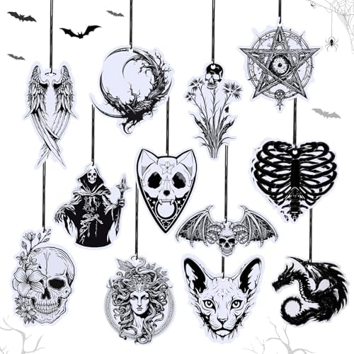 12 Pcs Gothic Scented Decor Black Skull Car Air Freshener