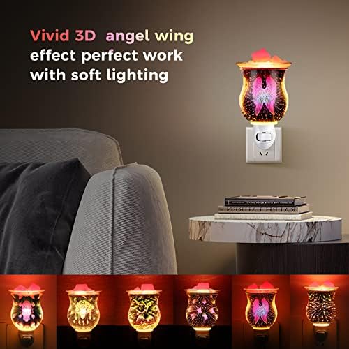 Angel Wing 3D Glass Wax Warmer with Night Light