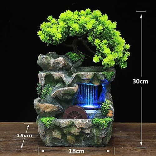Tabletop Water Fountain with LED Lights and Rockery