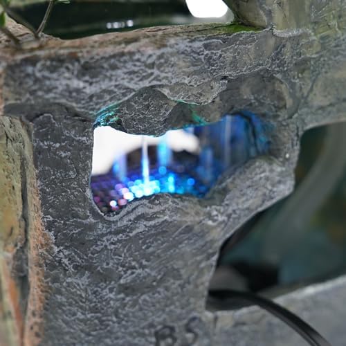 110V Tabletop Fountain with LED Light and Stone Landscape