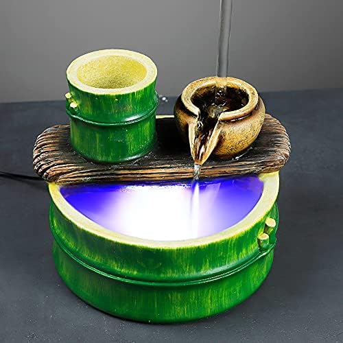 Gold Floating Faucet Tabletop Fountain with LED and Ultrasonic Atomizer
