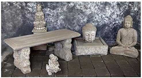 Buddha Head Fountain with Bench and Kuan Yin