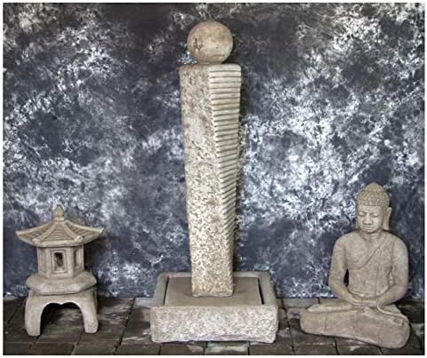 Rustic Twist Fountain Sphere with Oriental Pagoda and Meditating Buddha