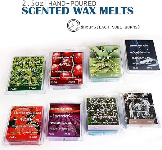 Set of 8 Assorted Wax Cubes for Home Fragrance