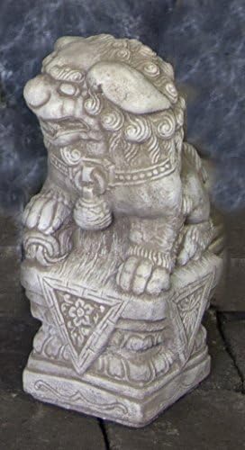 Rustic Twist Fountain Sphere with Foo Dog Pair