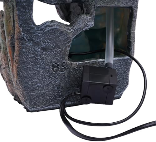 110V Tabletop Fountain with LED Light and Stone Landscape