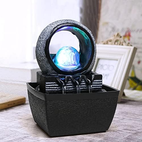 Indoor Fountain with LED Lights and Rolling Ball for Relaxation