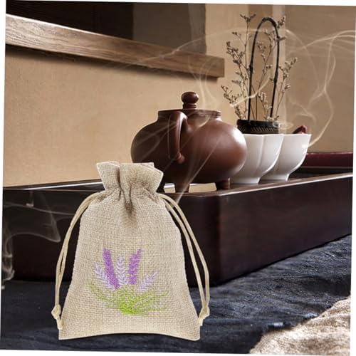 Sosoport 20pcs Lavender Sachet Bags Mini Embroidered Storage Drawstring Pouches