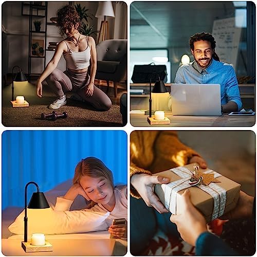 Black Dimmable Candle Warmer Lamp with Timer and 2 Bulbs