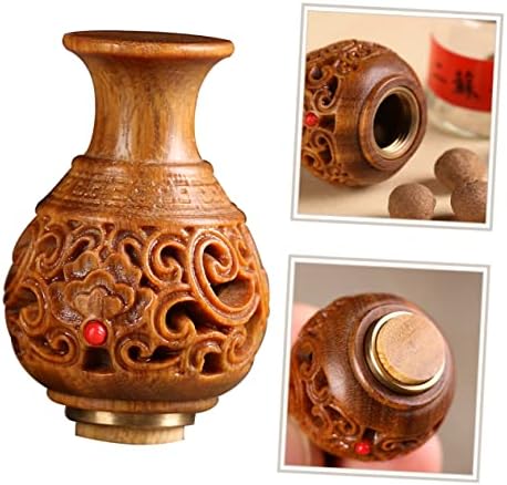 Wooden Aromatherapy Sachet Pendant with Green Sandalwood Carving