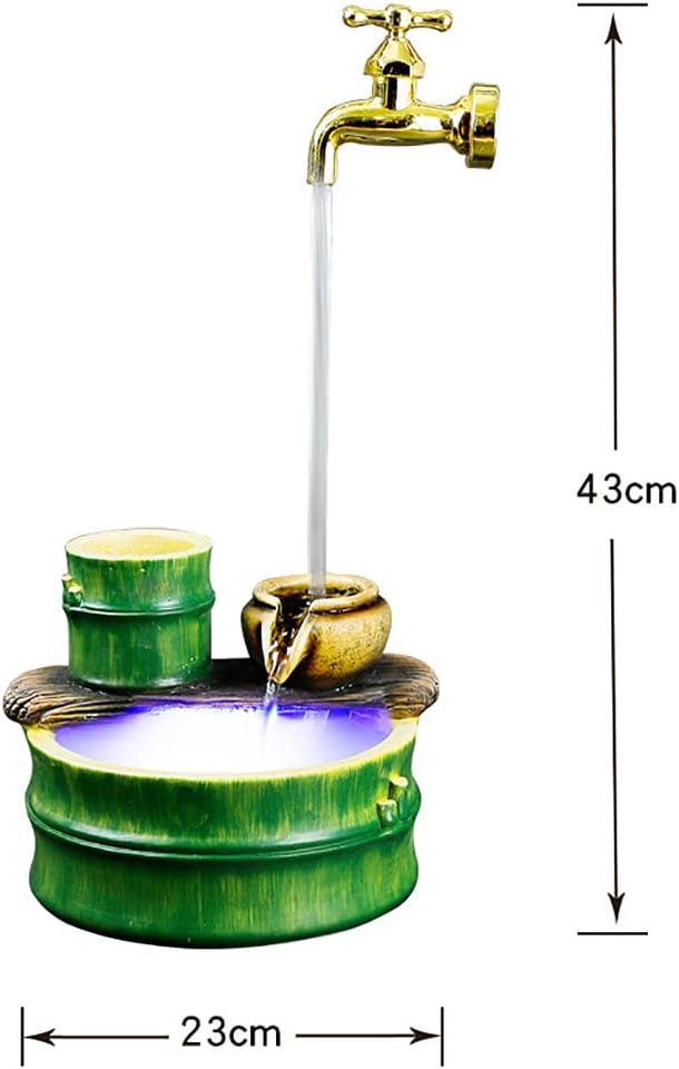Indoor Water Fountain With LED Lights and Faucet Design