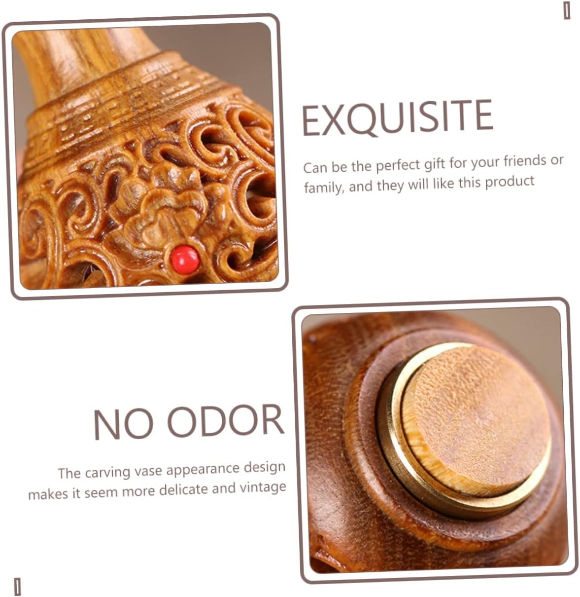 Wooden Aromatherapy Sachet Pendant with Green Sandalwood Carving