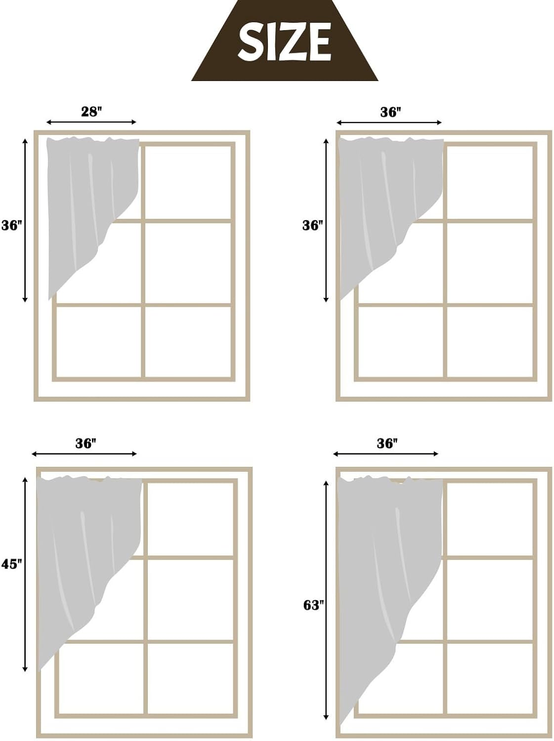Gray Botanical Swag Valances 2 Panels Set 36 Inch