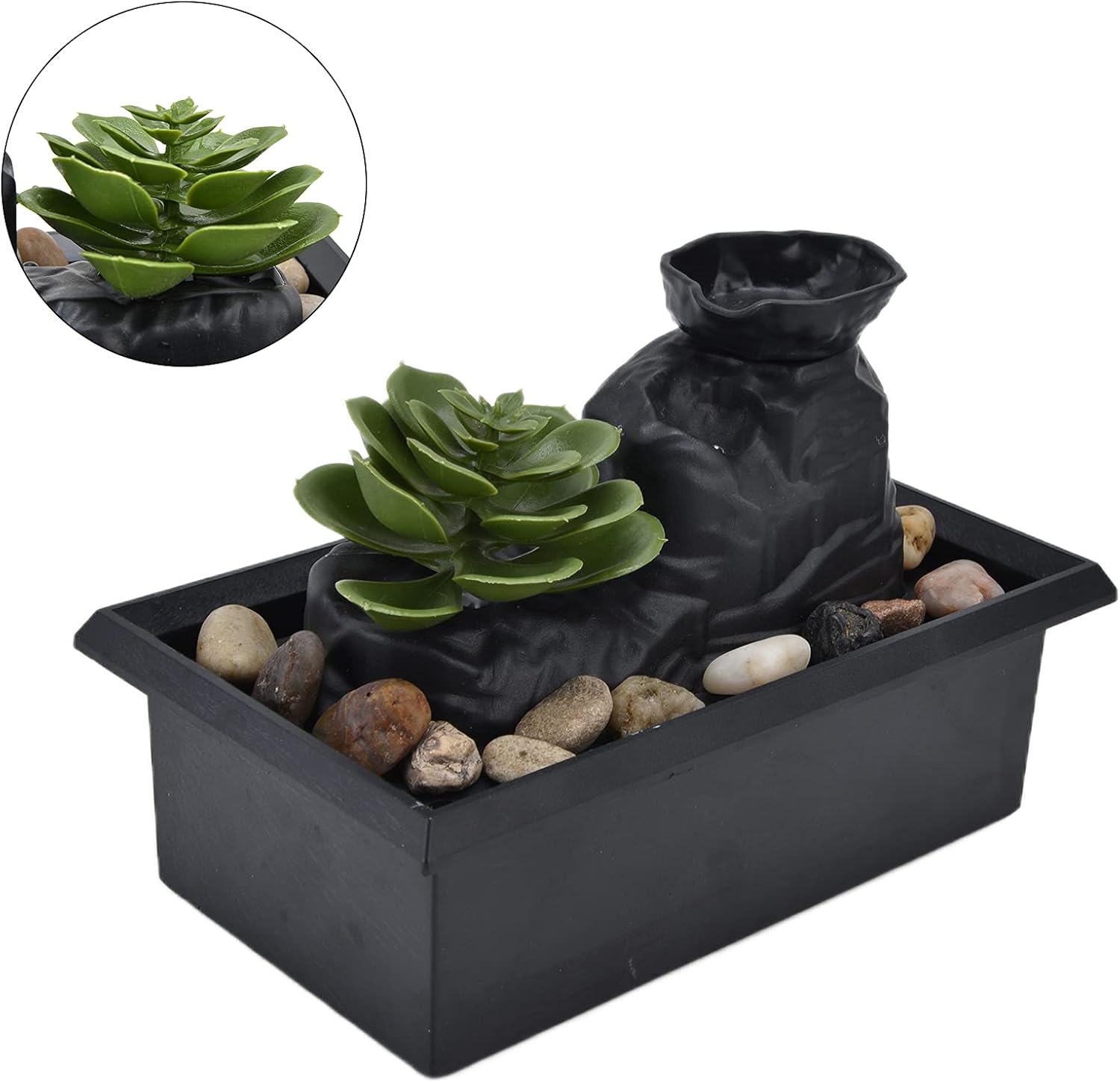 Yechiry Tabletop Fountain with LED Light and USB Power