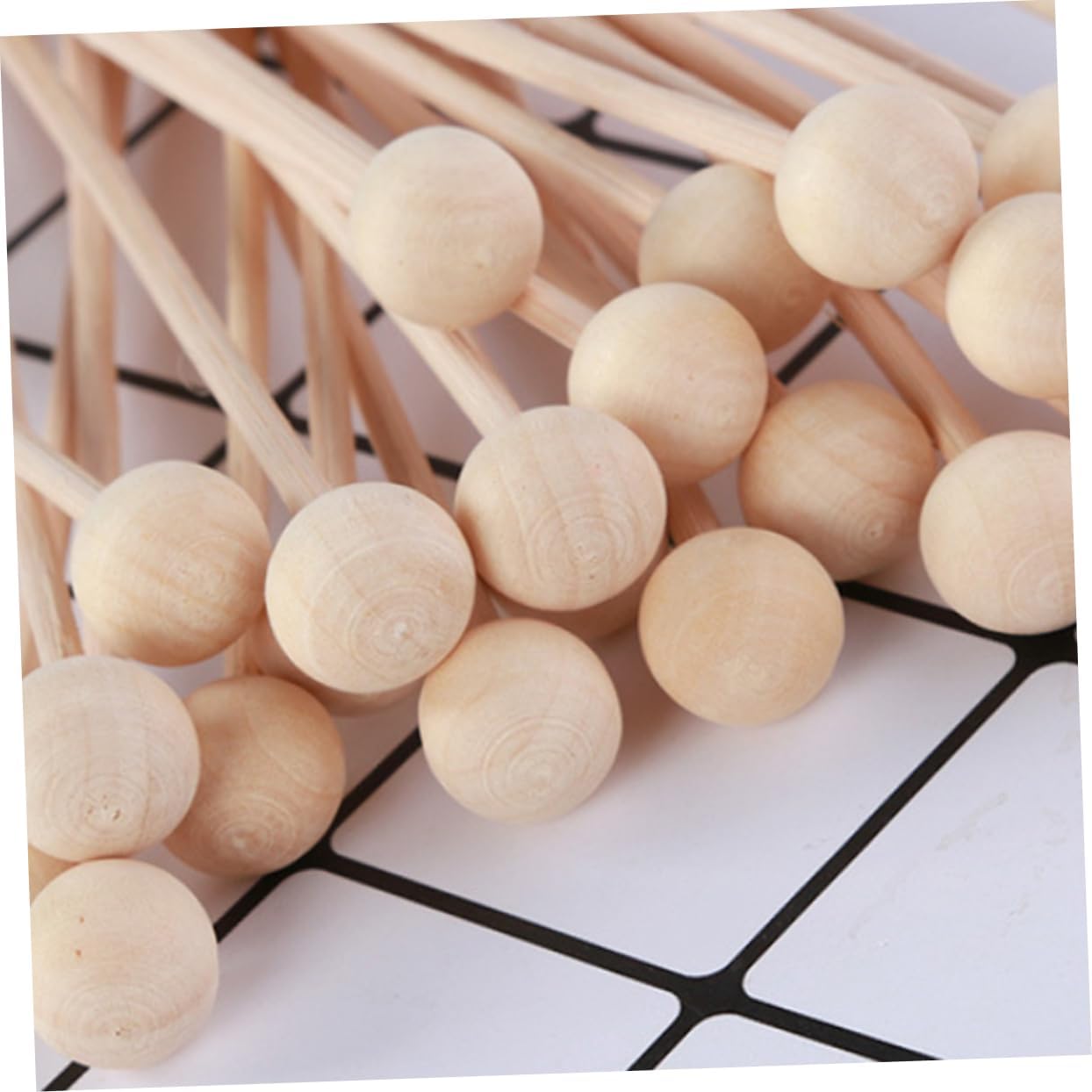 10Pcs Natural Rattan Diffuser Sticks with Wooden Beads for Home Office Fragrance