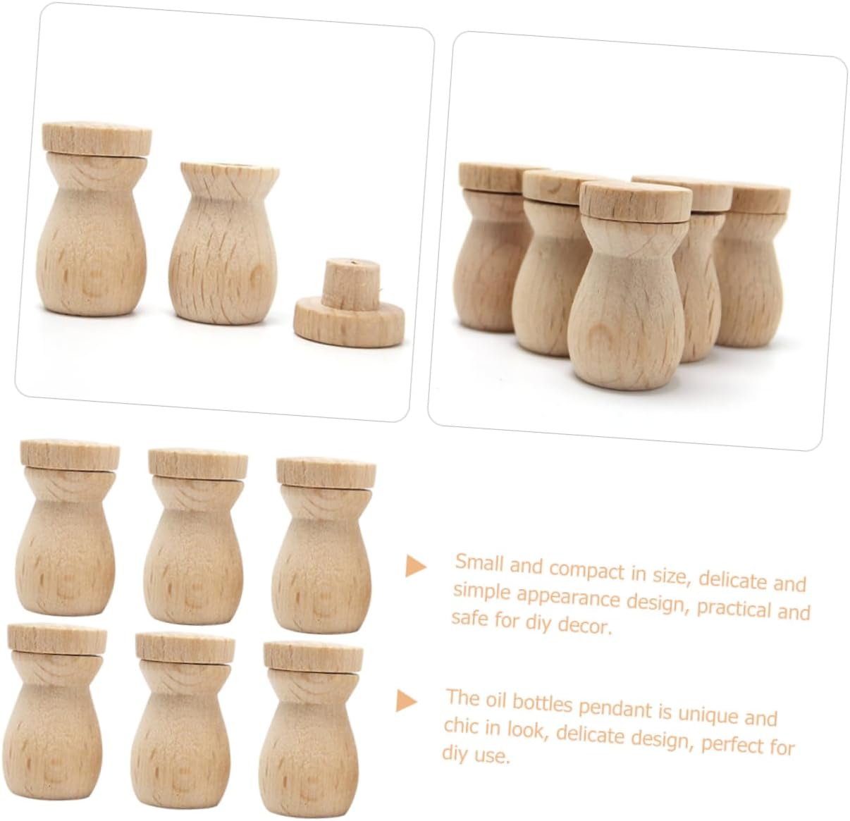 6pcs Essential Oil Diffuser Pendant Wooden Bottle Decor