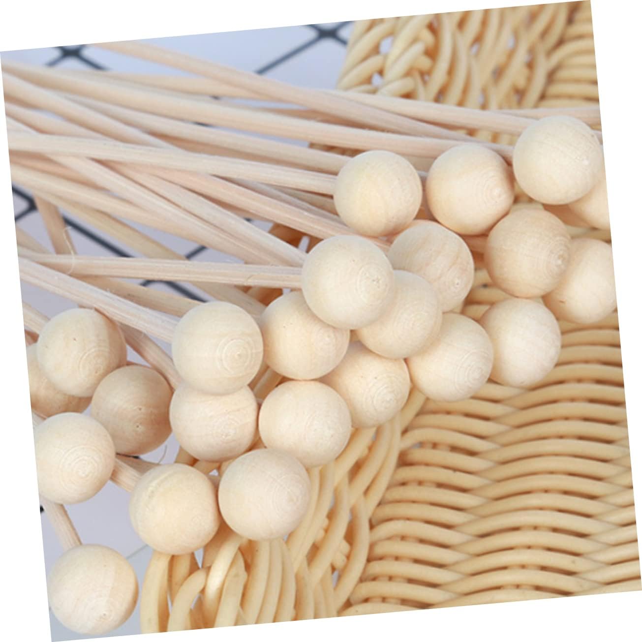 Garneck 10pcs Natural Rattan Sticks with Wooden Bead for Diffuser