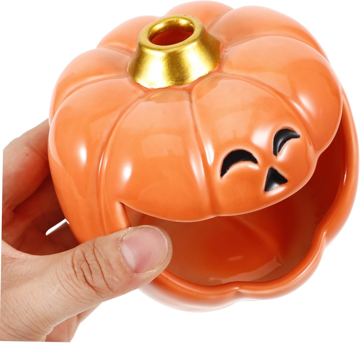 Zerodeko Halloween Pumpkin Incense Stick Holder Ceramic Burner