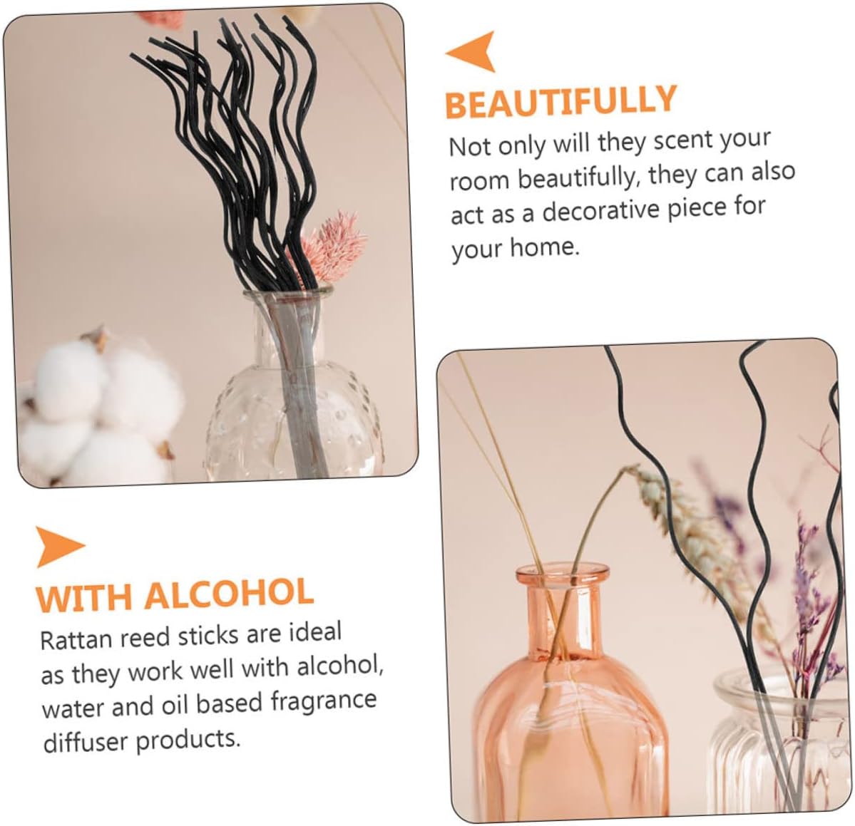 VOSAREA 20pcs Wicker Diffuser Sticks for Aromatherapy