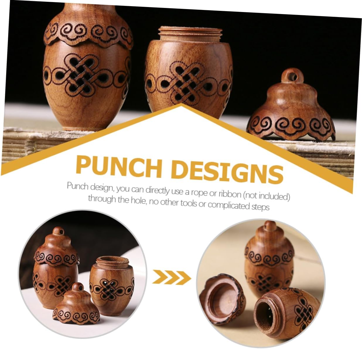 PartyKindom DIY Hollow Wood Aroma Bottle Pendant Essential Oil Diffuser