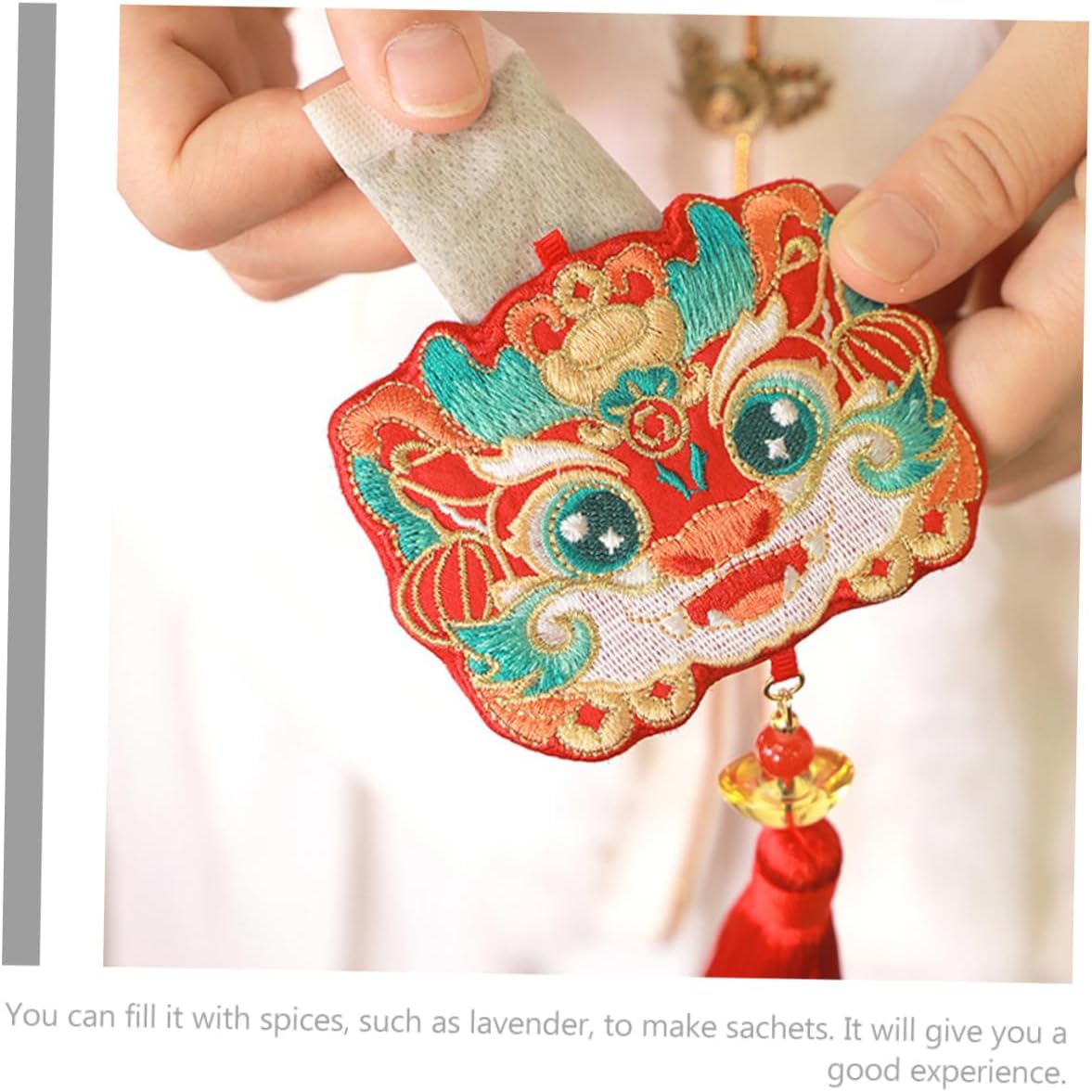 Chinese Dragon Embroidery Lavender Fragrance Pouch