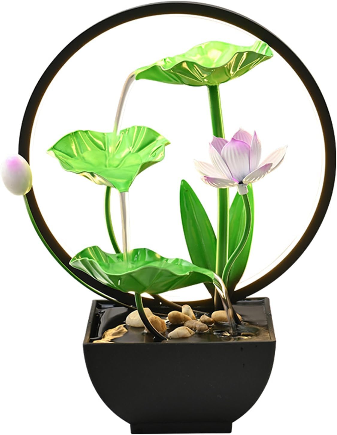 Tabletop Water Fountain with 3-Tier Design and LED Lighting