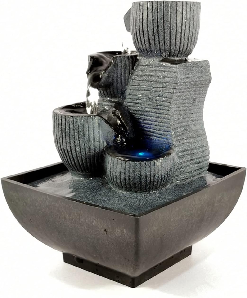 Elegant Indoor Water Fountain with LED Light and Stone