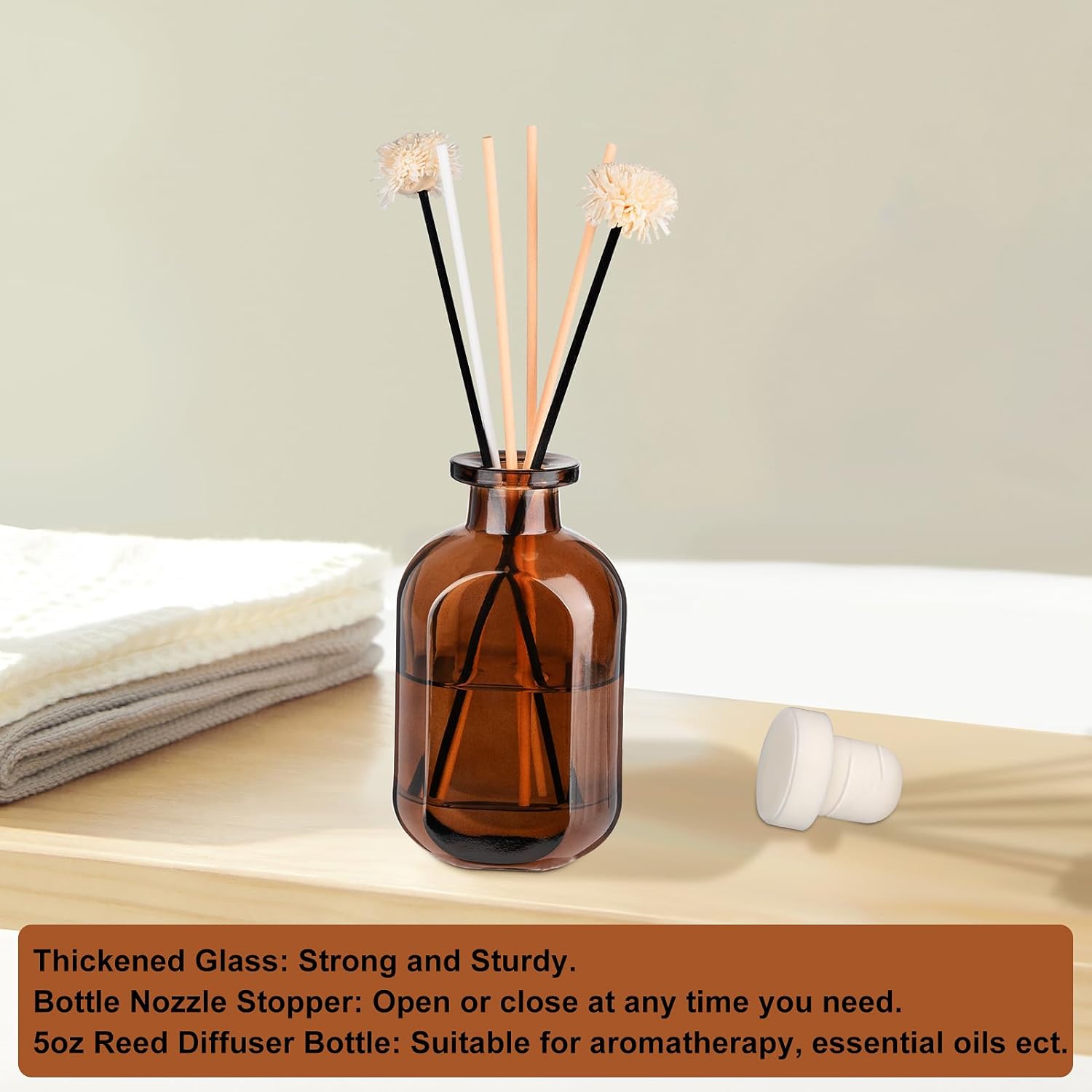 2 Pack 5oz Glass Reed Diffuser Bottles - Brown