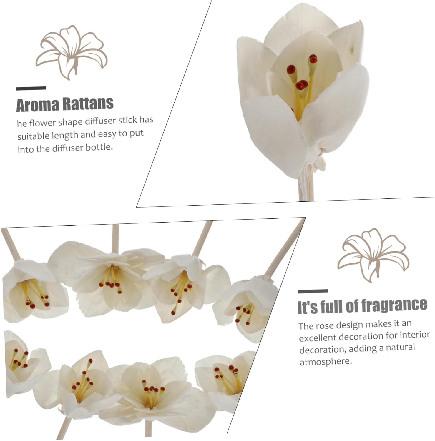 Cabilock 5pcs Rattan Diffuser Sticks for Home Decor