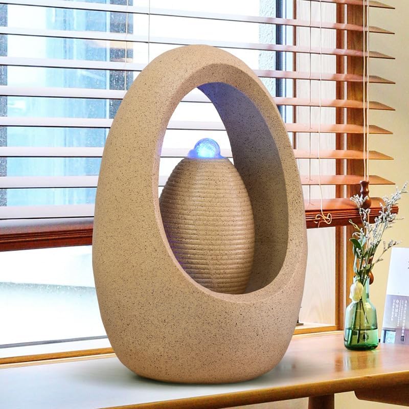 Fengshui Caishen Tabletop Water Fountain for Home Office Decor