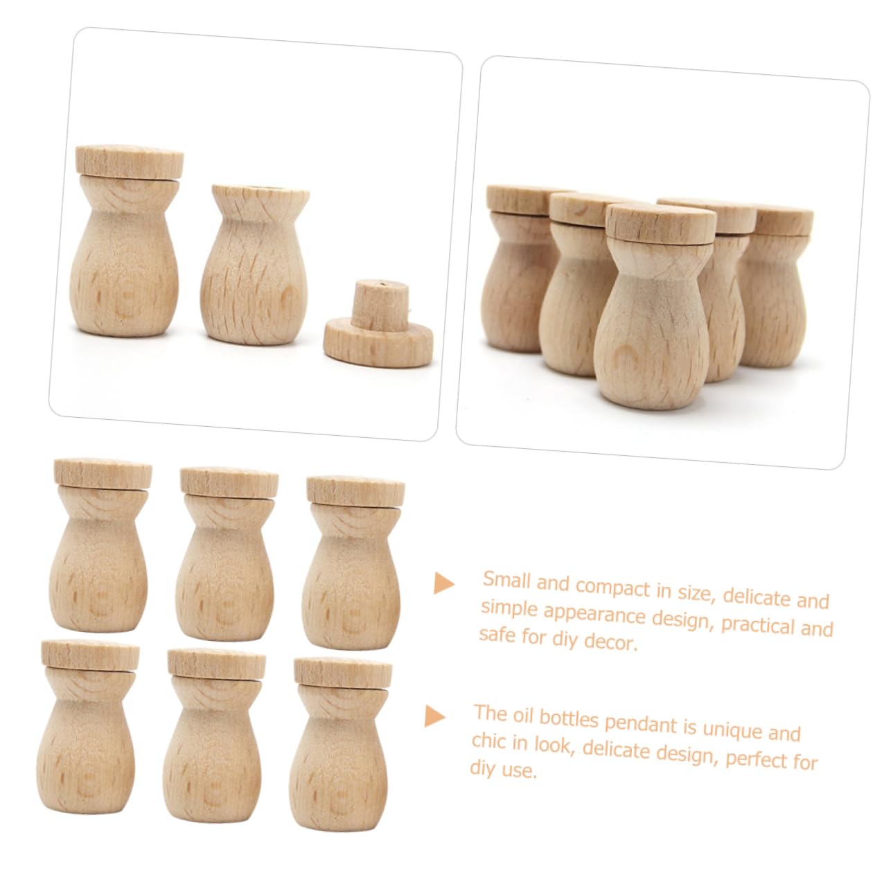 6pcs Wooden Diffuser Pendant Scented Oil Bottle for Car Home and Travel