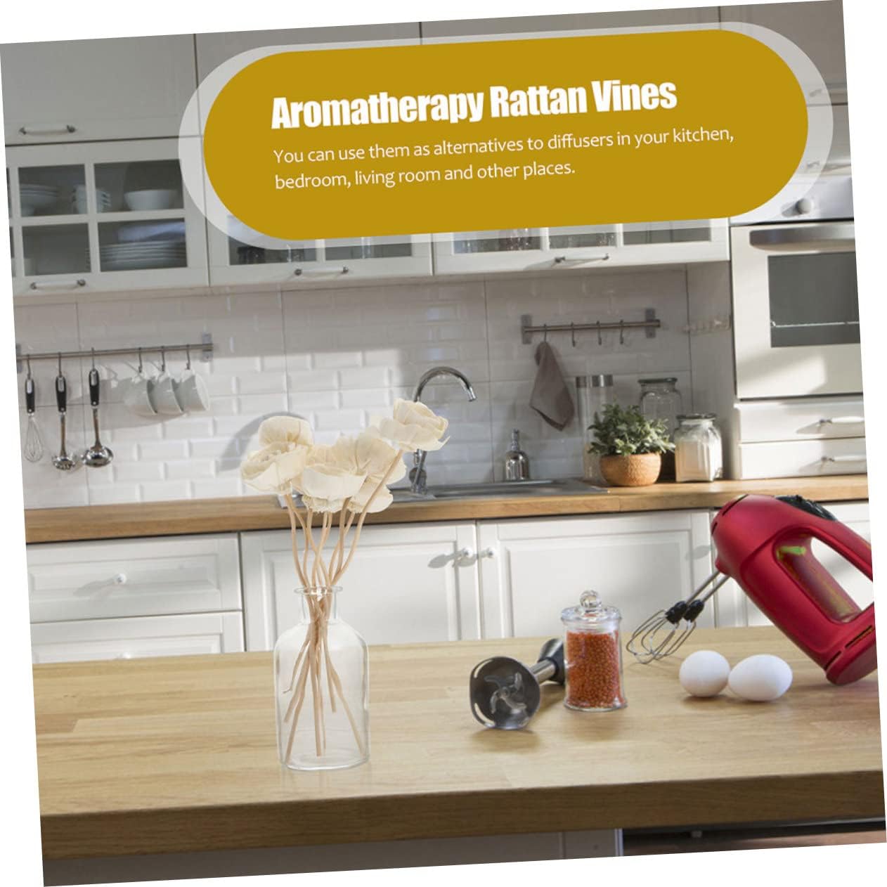 Zerodeko 3pcs Aromatherapy Diffuser Sticks with Rattan Flowers