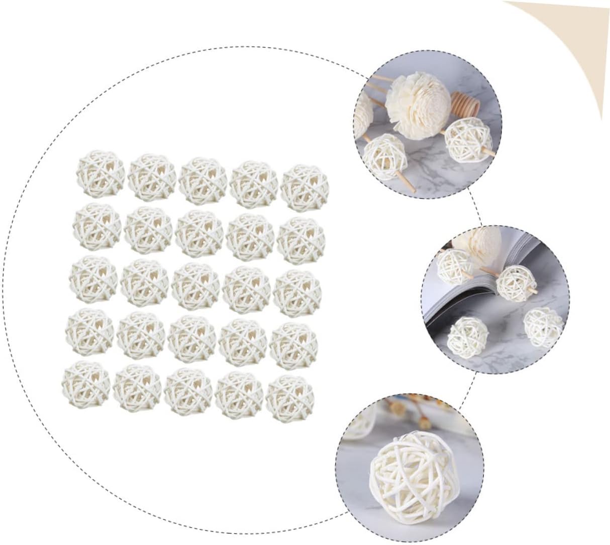 Happyyami 25pcs Aromatherapy Rattan Balls Handmade Decor