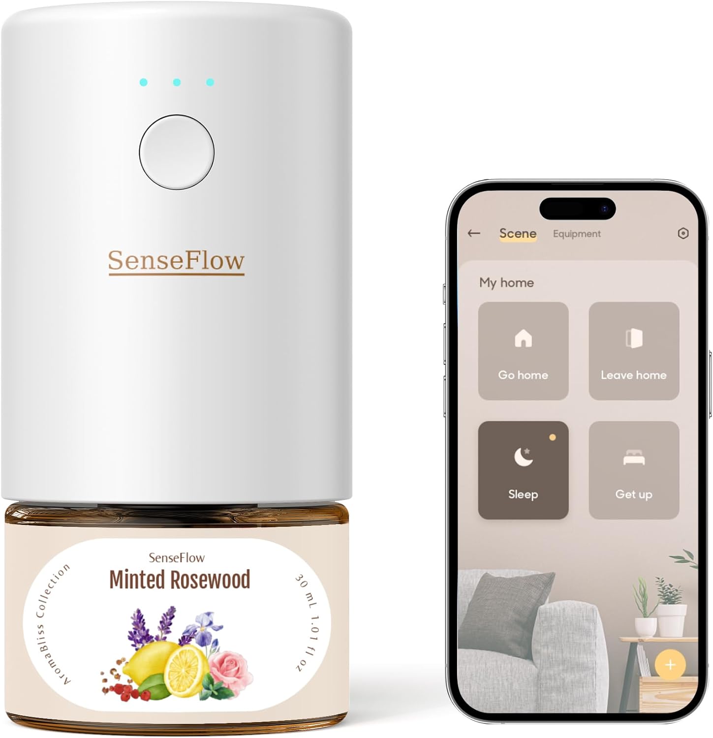 SenseFlow SF101S Smart Wi-Fi Waterless Diffuser with Minted Rosewood
