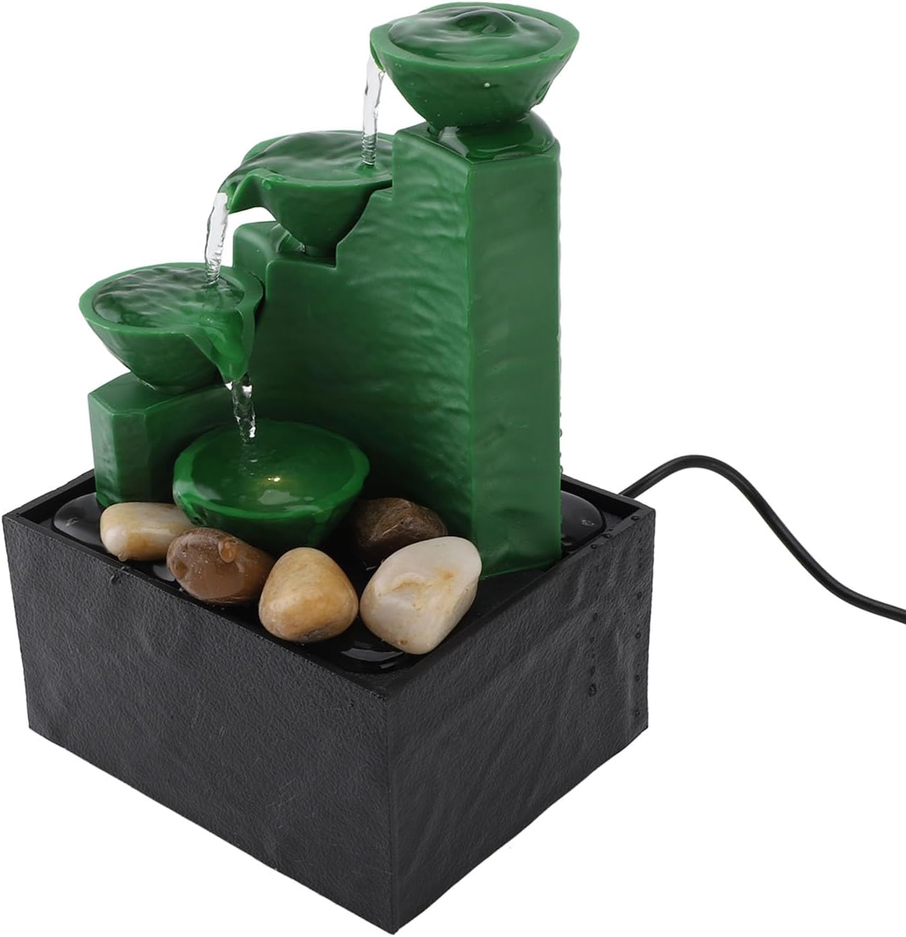 LED Light Tabletop Fountain with Stone for Home Office