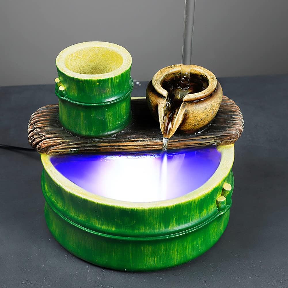 Gold Floating Faucet Tabletop Fountain with LED and Ultrasonic Atomizer