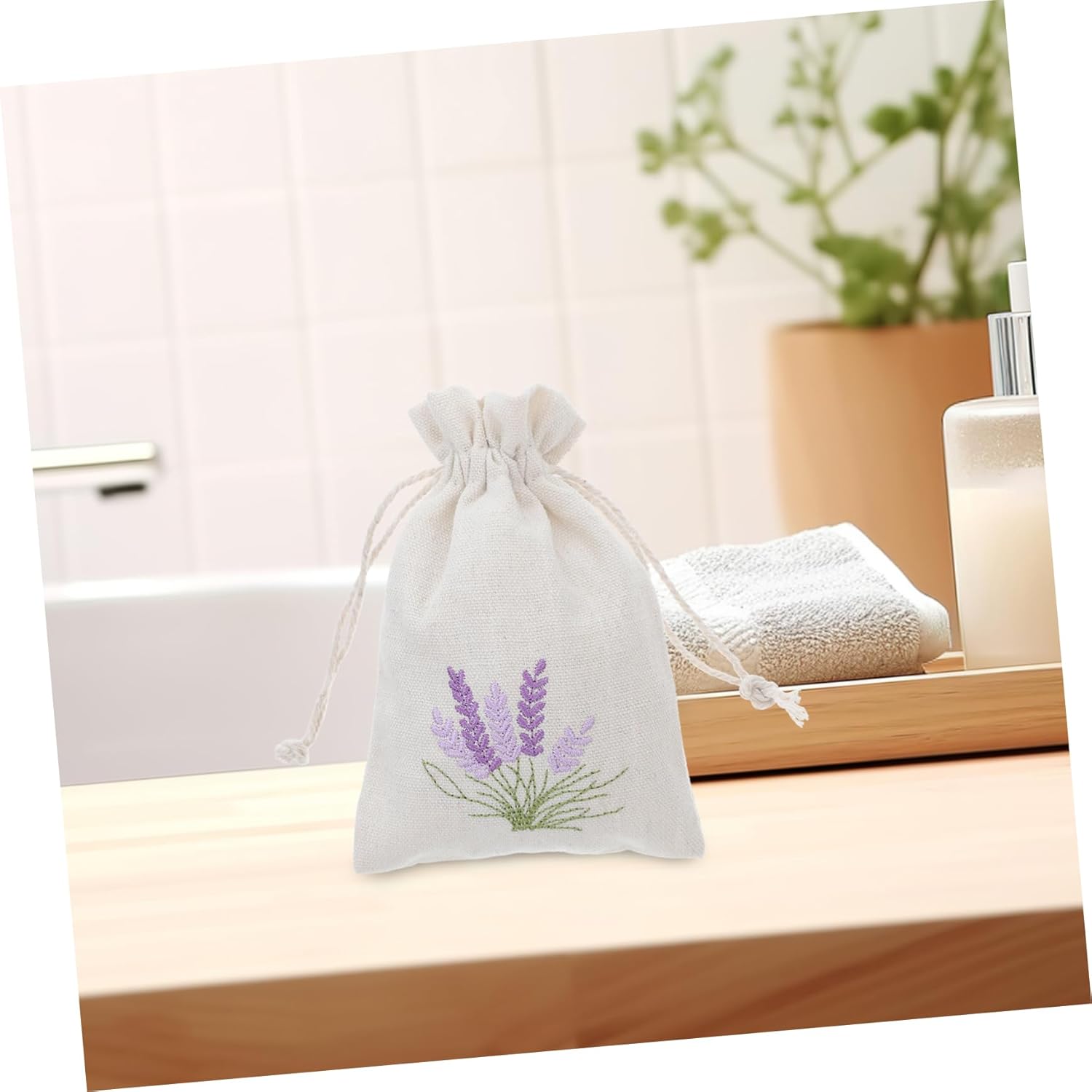 VALICLUD 10Pcs Lavender Sachet Bags Reusable Drawstring Pouches