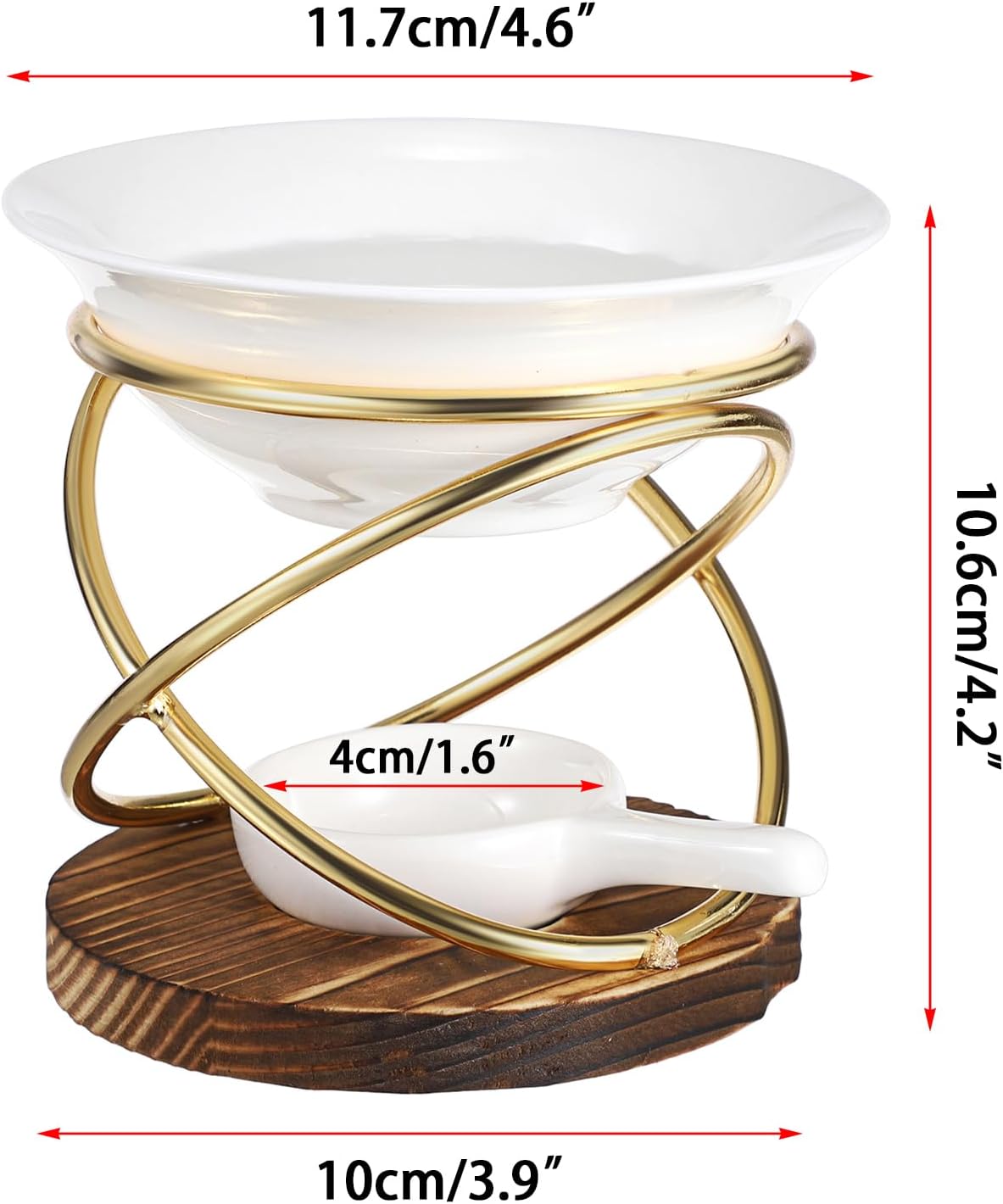 JUXYES Rustic Candle Wax Melt Warmer with Metal Rack and Ceramic Pool
