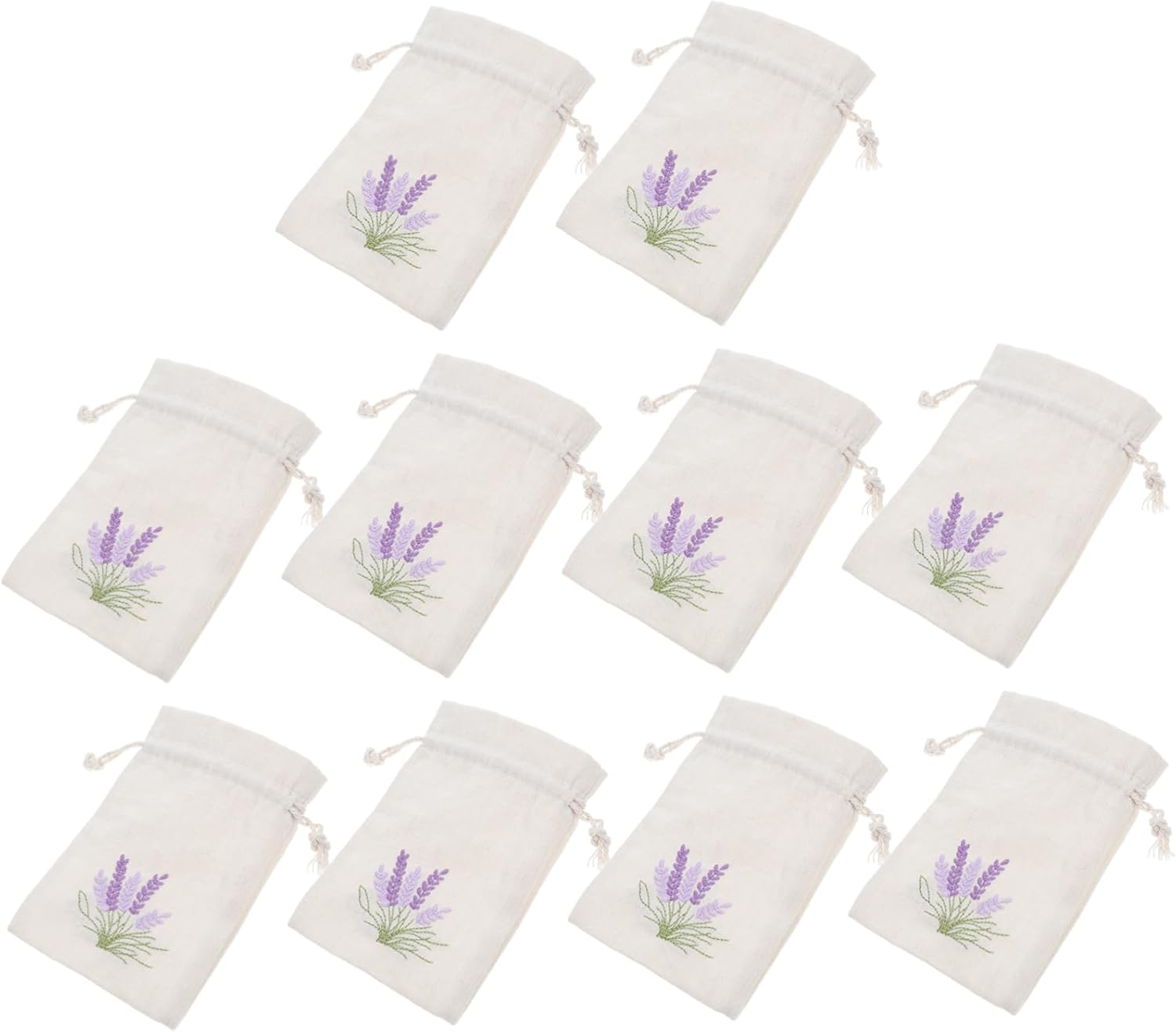 10Pcs Refillable Lavender Sachet Bags with Drawstring for Home and Travel