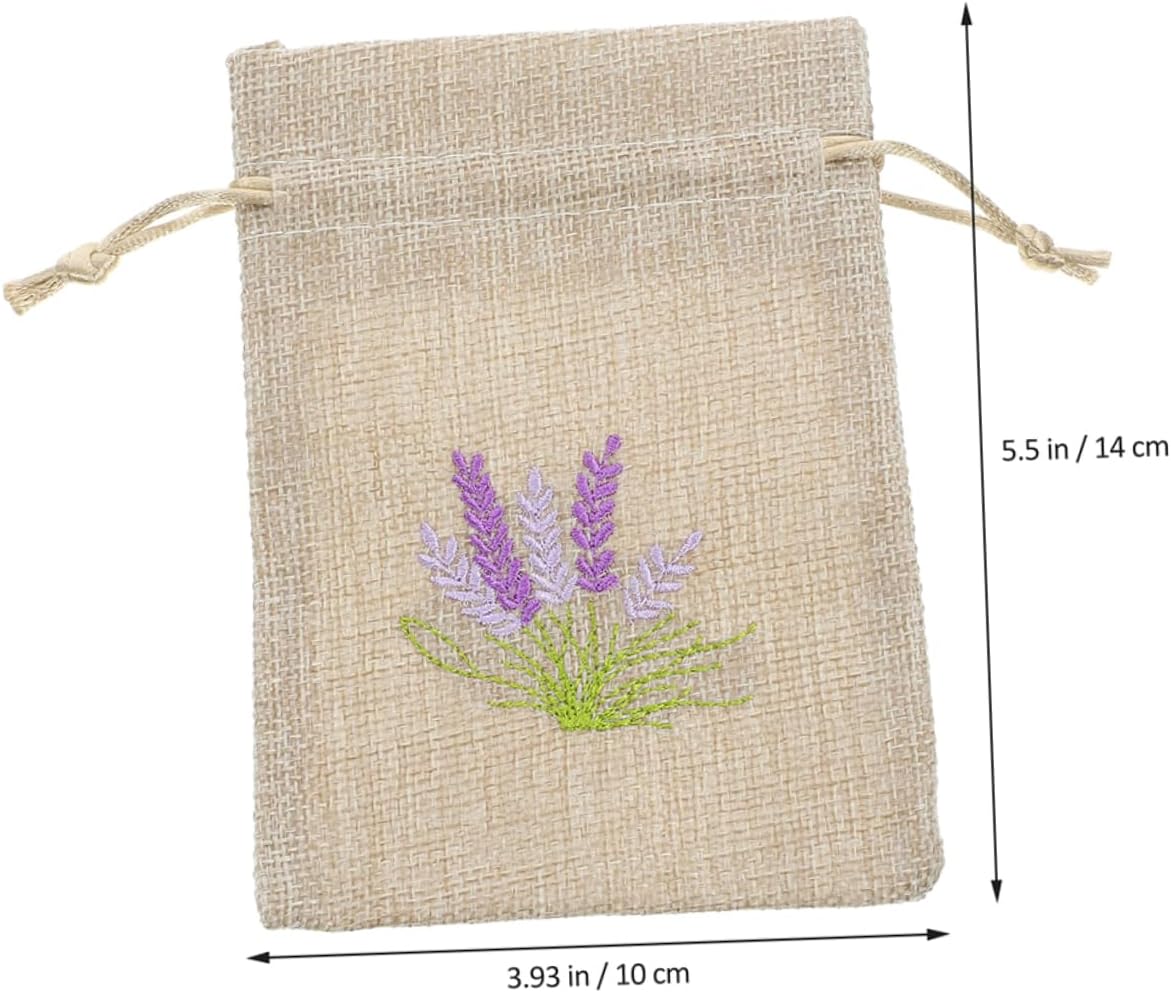 Sosoport 20pcs Lavender Sachet Bags Mini Embroidered Storage Drawstring Pouches