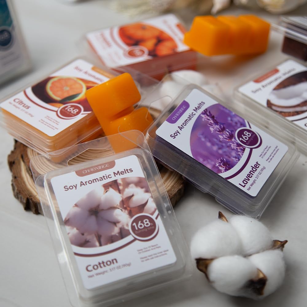 Chaoxinge 10-Pack Aromatherapy Wax Melts with 8 Tealights and Wax Warmer