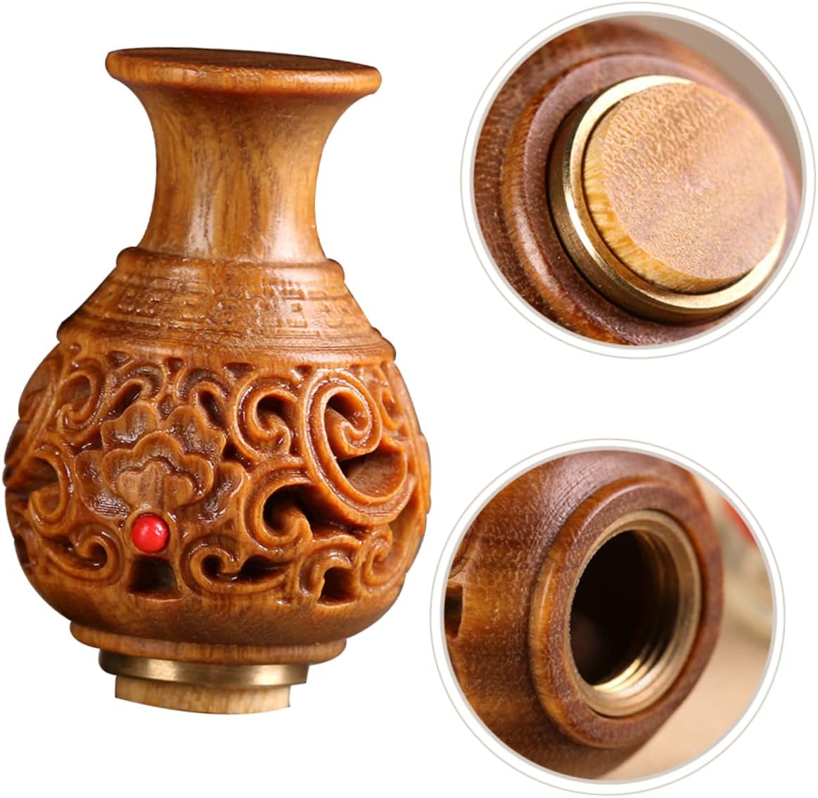 Wooden Aromatherapy Sachet Pendant with Green Sandalwood Carving