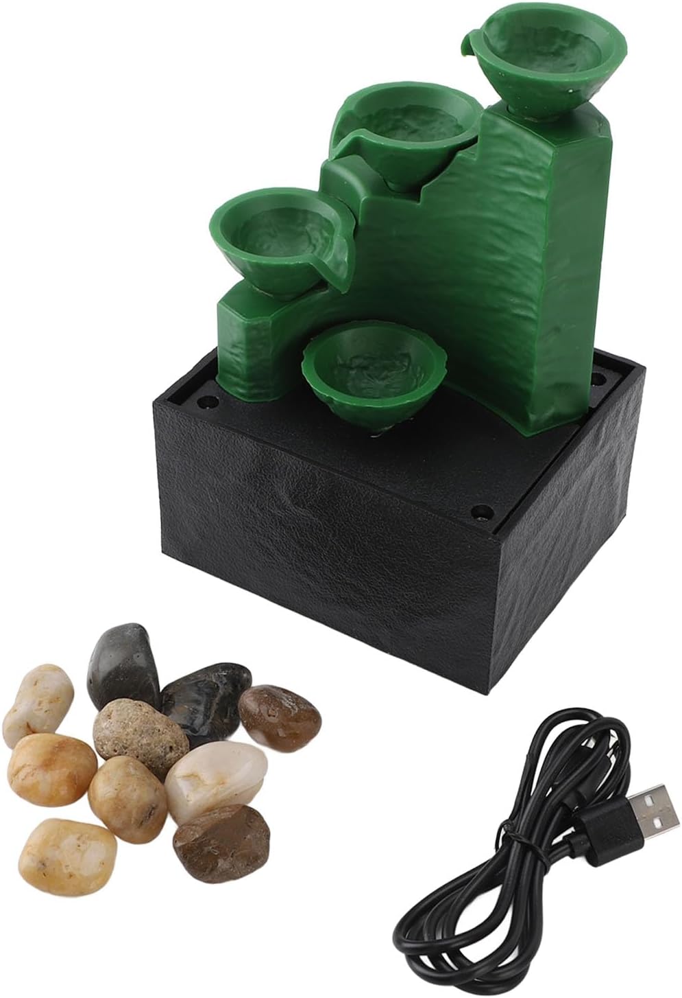 LED Light Tabletop Fountain with Stone for Home Office