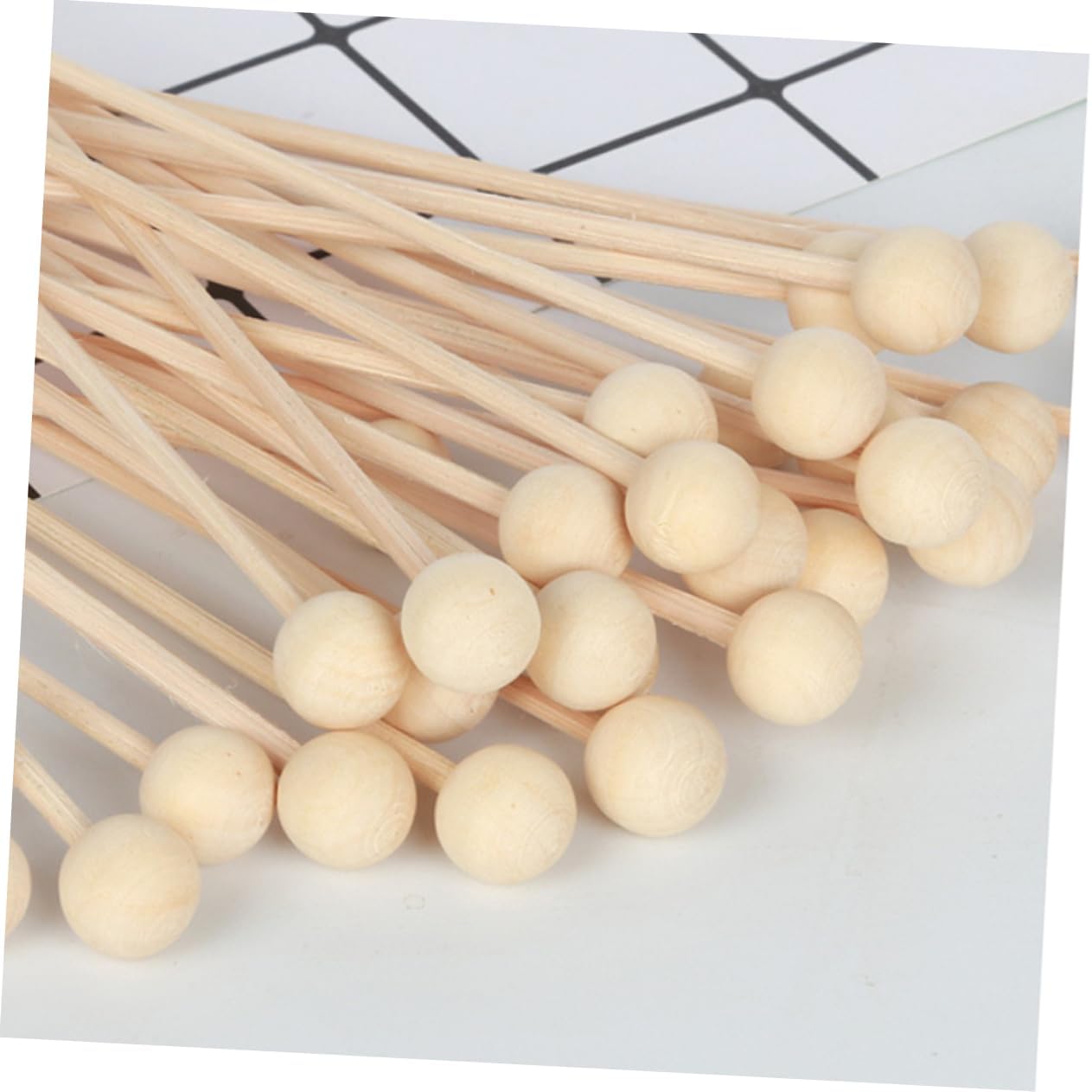 Garneck 10pcs Natural Rattan Sticks with Wooden Bead for Diffuser