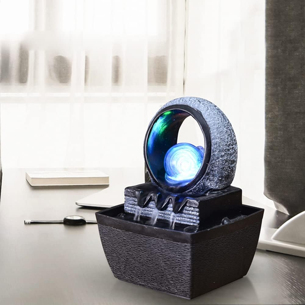 Indoor Fountain with LED Lights and Rolling Ball for Relaxation