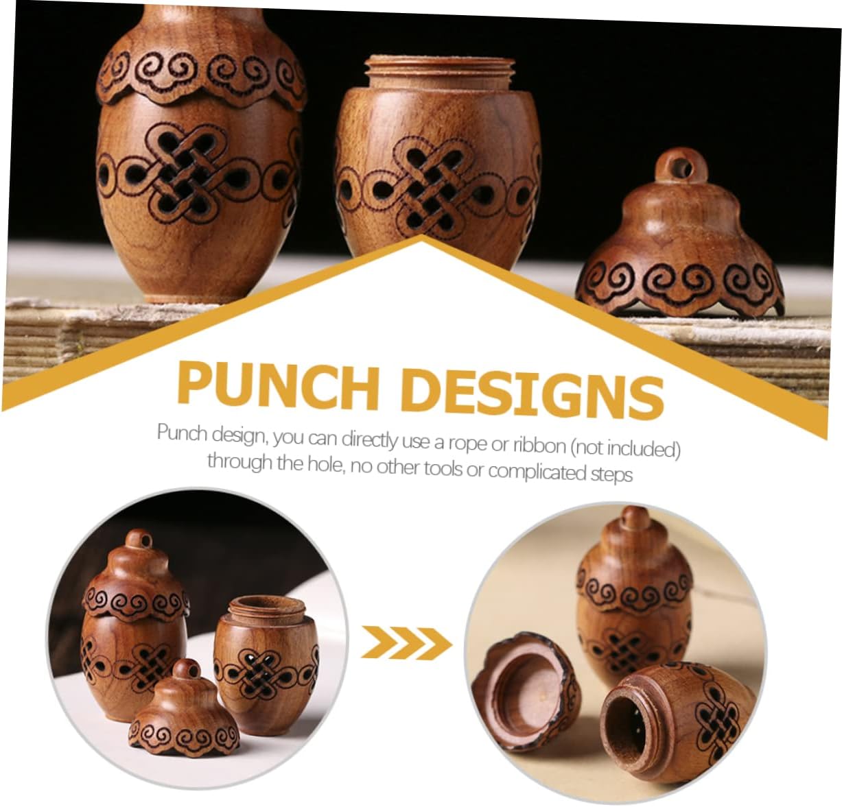 Carving Wooden Aromatherapy Diffuser Pendant